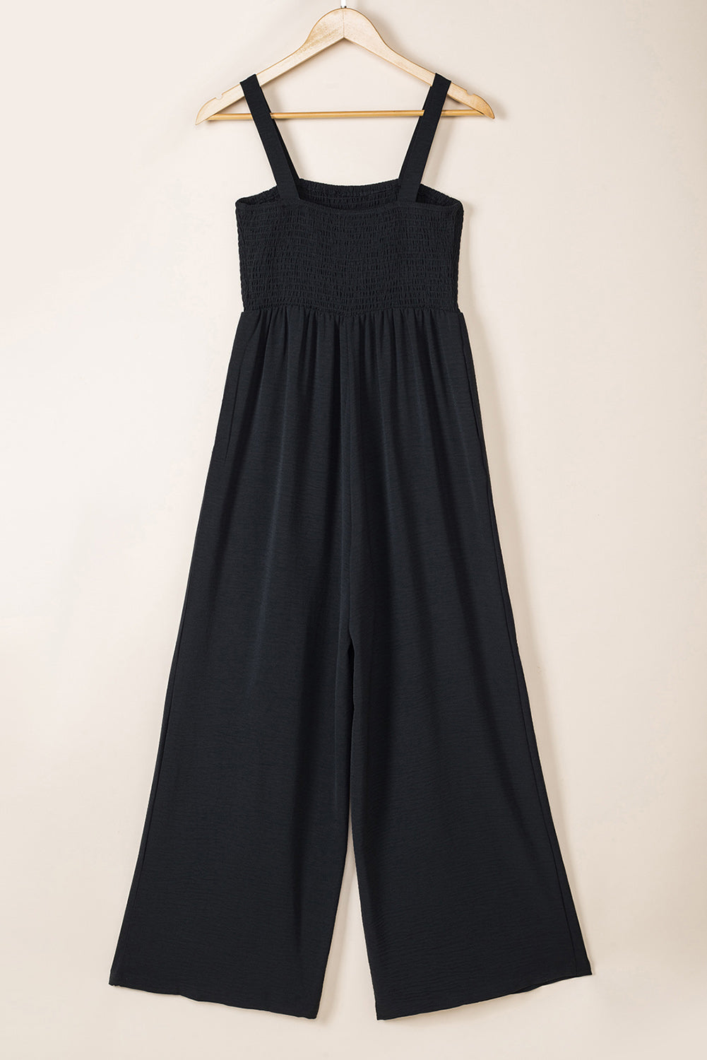 Black Smocked Sleeveless Wide Leg Jumpsuit with Pockets - Premium Bottoms from Momma Done Gone Crafty- Just $45.00! Shop now at Momma Done Gone Crafty