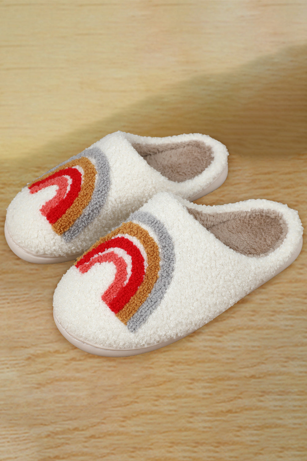 White Rainbow Plush Winter Home Slippers - Premium Shoes & Bags from Momma Done Gone Crafty- Just $21.99! Shop now at Momma Done Gone Crafty