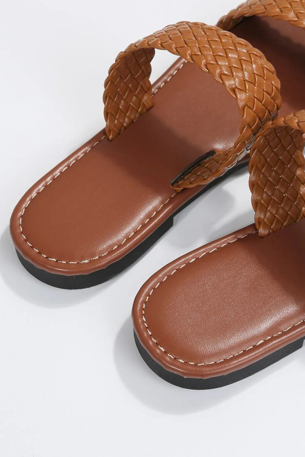 Chestnut Braided Double Band Leathered Flat Slippers - Premium Shoes & Bags/Slippers from Momma Done Gone Crafty- Just $24.99! Shop now at Momma Done Gone Crafty