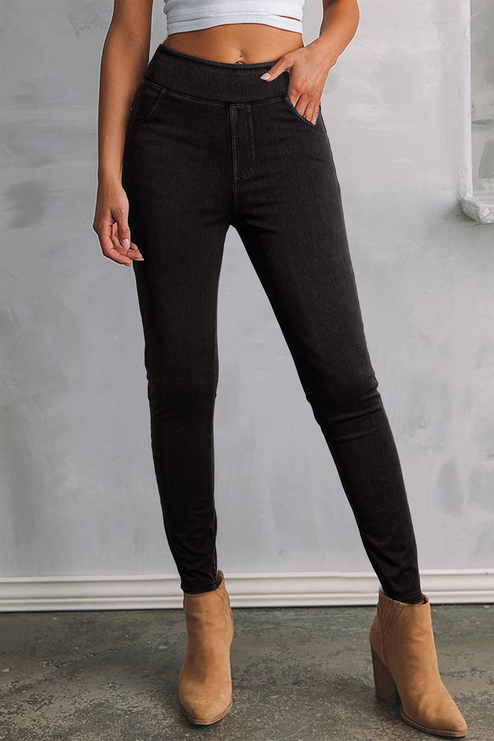 Black Solid Color High Waist Stretchy Slim Fit Jeggings - Premium Bottoms/Leggings from Momma Done Gone Crafty- Just $51.99! Shop now at Momma Done Gone Crafty