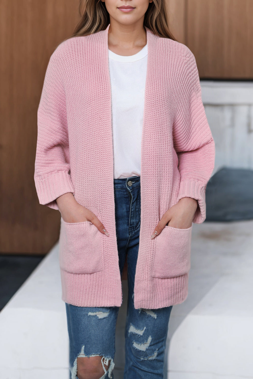 Pink Oversized Fold Over Sleeve Sweater Cardigan - Premium Tops from Momma Done Gone Crafty- Just $40.99! Shop now at Momma Done Gone Crafty