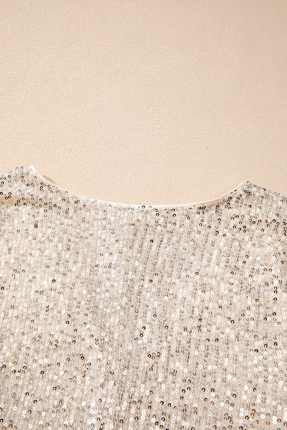 Beige Sequin Long Sleeve Wrap V Neck Bodysuit - Premium Tops/Bodysuits from Momma Done Gone Crafty- Just $31.95! Shop now at Momma Done Gone Crafty