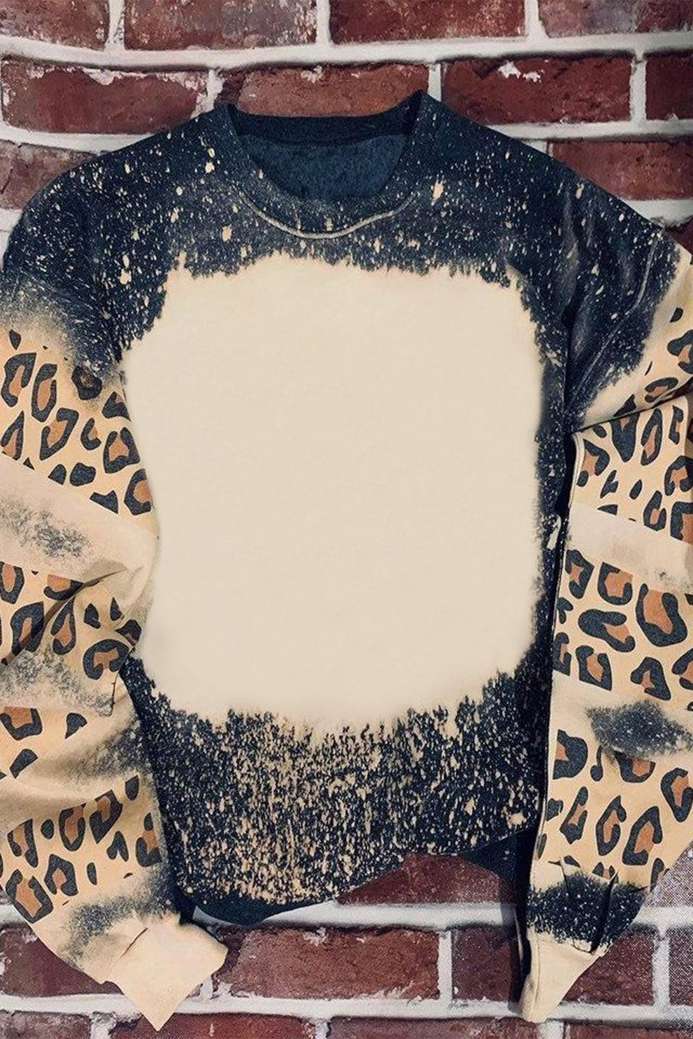 Black Tie Dye Leopard Drop Shoulder Sweatshirt - Premium Tops from Momma Done Gone Crafty- Just $33.60! Shop now at Momma Done Gone Crafty