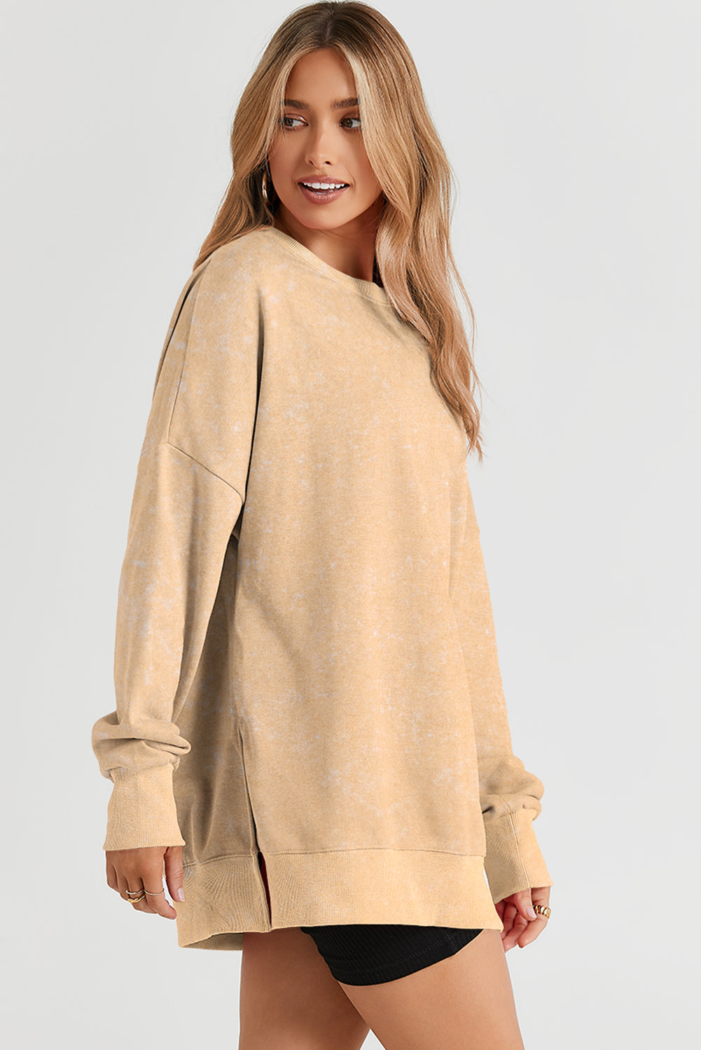 Khaki Drop Shoulder Ribbed Trim Oversized Sweatshirt - Premium Tops from Momma Done Gone Crafty- Just $38! Shop now at Momma Done Gone Crafty