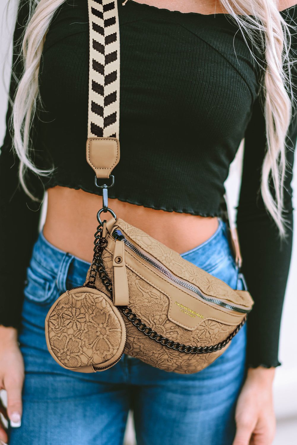 Camel Colorblock Strap Chain Shoulder Bag With Coin Purse - Premium Shoes & Bags from Momma Done Gone Crafty- Just $40.94! Shop now at Momma Done Gone Crafty