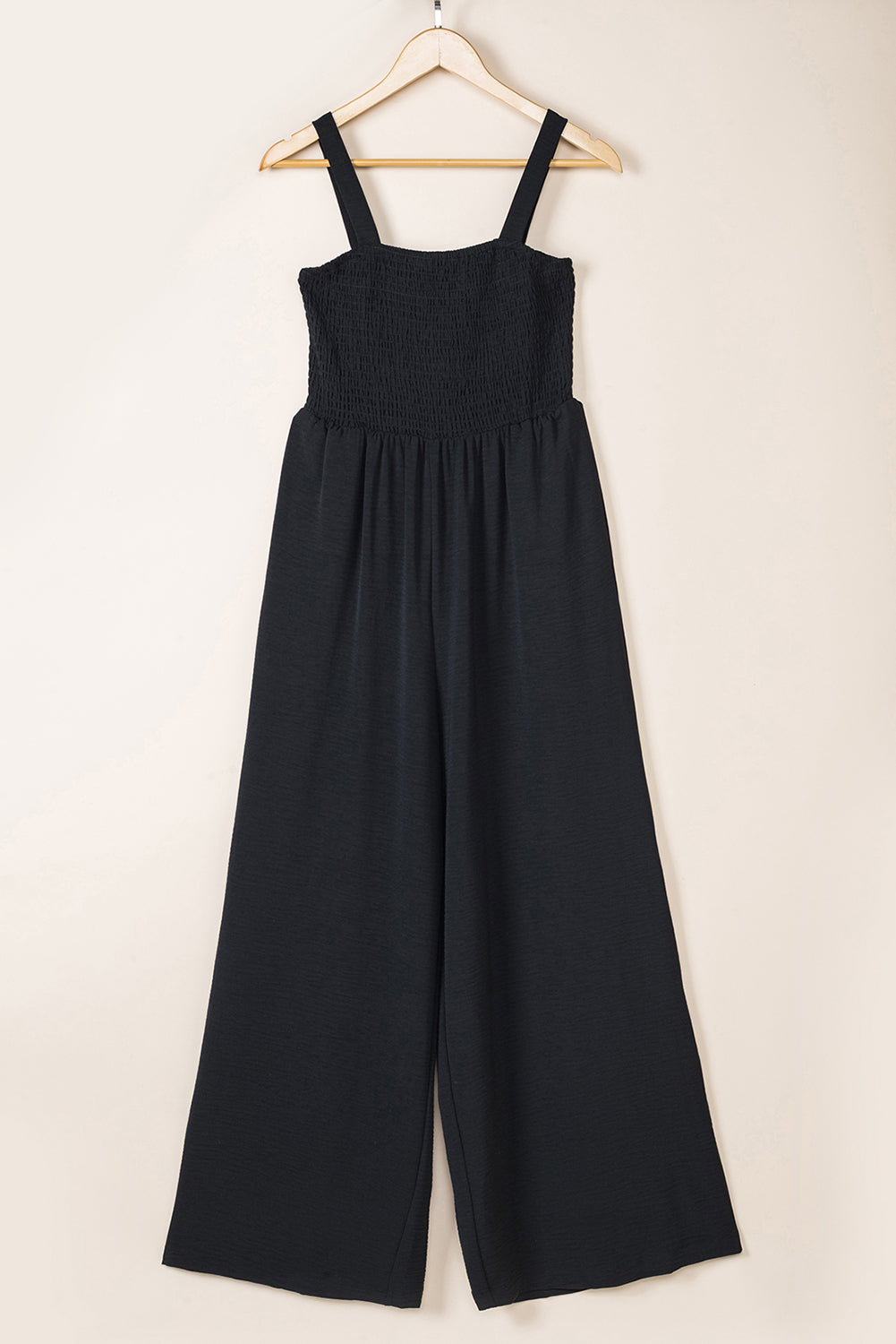 Black Smocked Sleeveless Wide Leg Jumpsuit with Pockets - Premium Bottoms from Momma Done Gone Crafty- Just $45.00! Shop now at Momma Done Gone Crafty