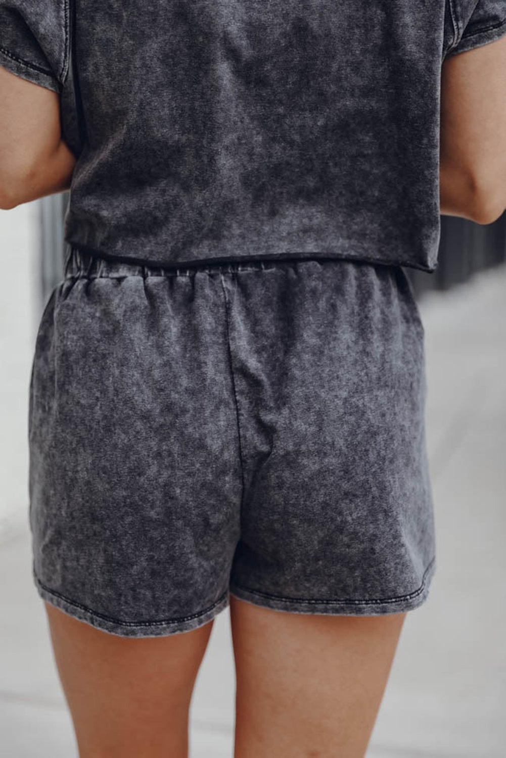 Black Acid Washed Short Lounge Set - Premium Loungewear from Momma Done Gone Crafty- Just $28.99! Shop now at Momma Done Gone Crafty