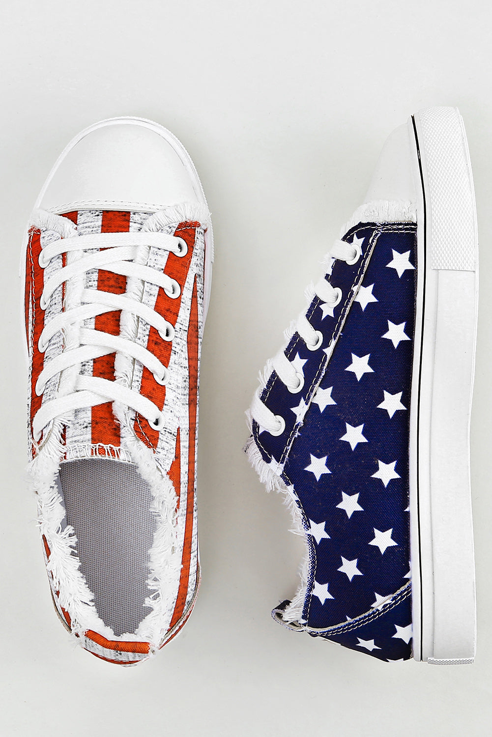 Blue American Flag Lace-up Canvas Flat Shoes - Premium Shoes & Bags from Momma Done Gone Crafty- Just $28! Shop now at Momma Done Gone Crafty