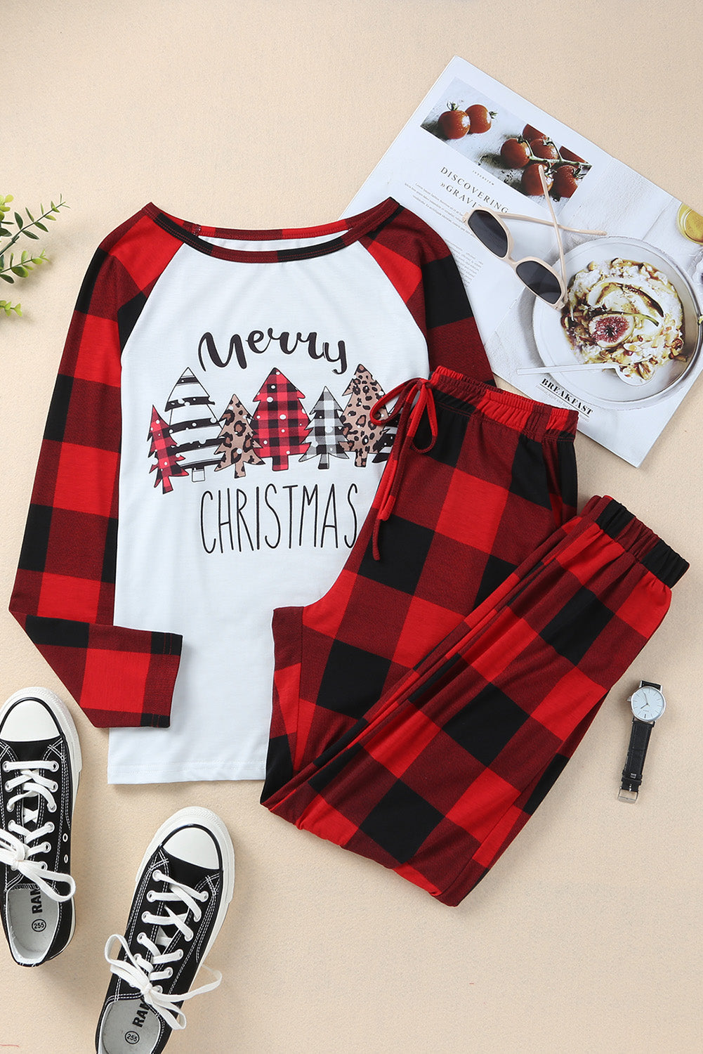 Red Plaid Merry Christmas Graphic Loungewear Set - Premium Loungewear from Momma Done Gone Crafty- Just $28.99! Shop now at Momma Done Gone Crafty