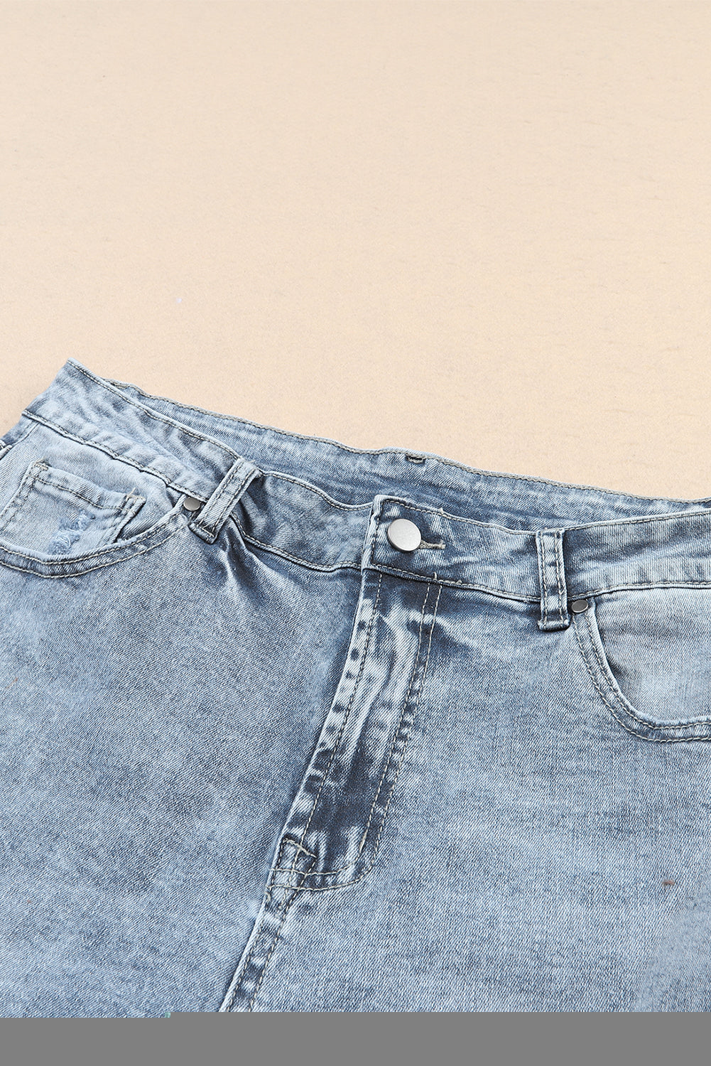 Sky Blue Light Wash Frayed Slim Fit High Waist Jeans - Premium Bottoms from Momma Done Gone Crafty- Just $71.97! Shop now at Momma Done Gone Crafty