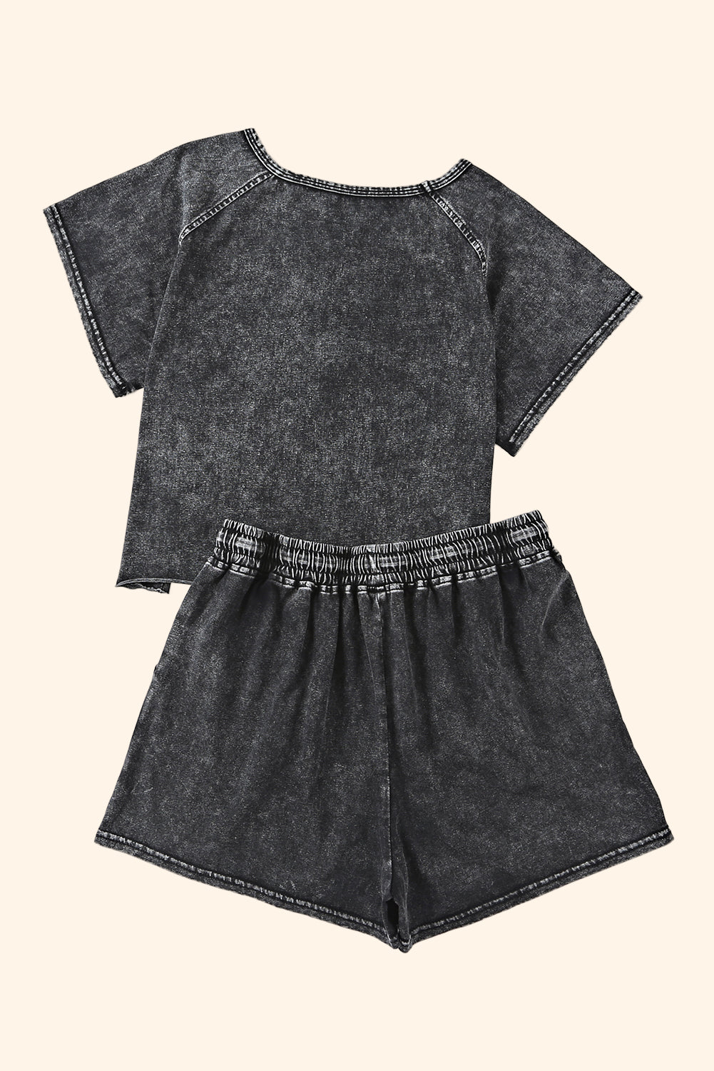 Black Acid Washed Short Lounge Set - Premium Loungewear from Momma Done Gone Crafty- Just $28.99! Shop now at Momma Done Gone Crafty