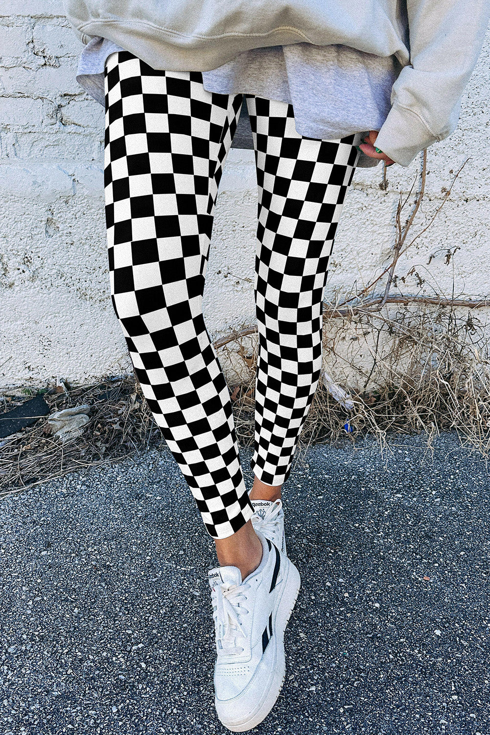 Black Checkered Pattern High Waist Skinny Leggings - Premium Bottoms/Leggings from Momma Done Gone Crafty- Just $11.25! Shop now at Momma Done Gone Crafty