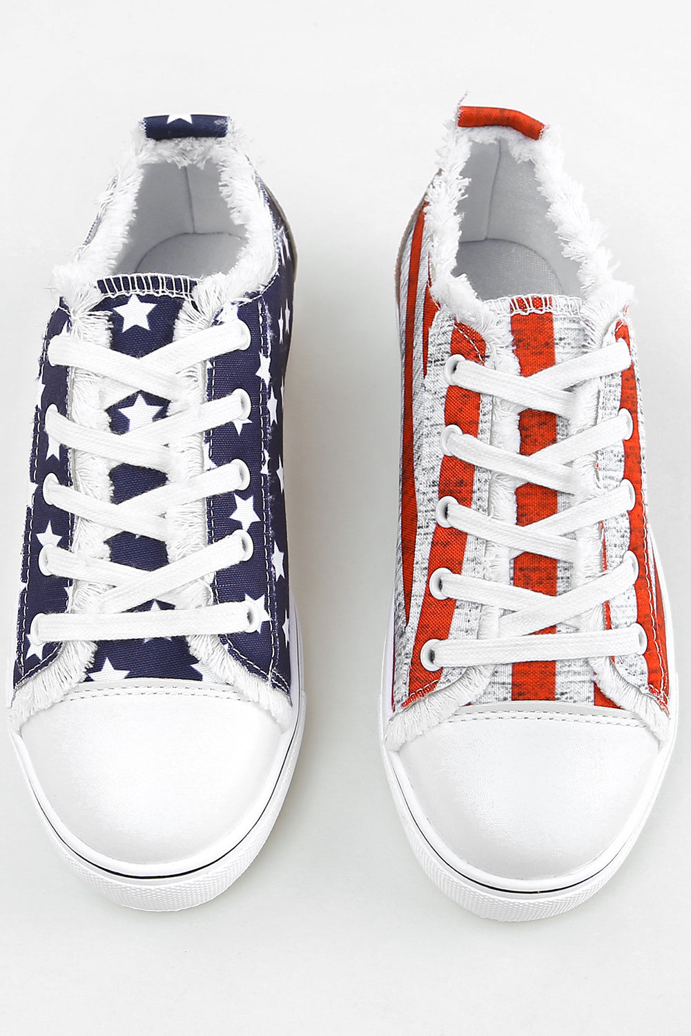 Blue American Flag Lace-up Canvas Flat Shoes - Premium Shoes & Bags from Momma Done Gone Crafty- Just $28! Shop now at Momma Done Gone Crafty