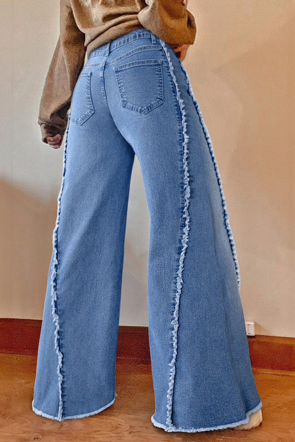 Beau Blue Vintage Stitching Raw Hem Flared Jeans - Premium Bottoms/Jeans from Momma Done Gone Crafty- Just $34.80! Shop now at Momma Done Gone Crafty