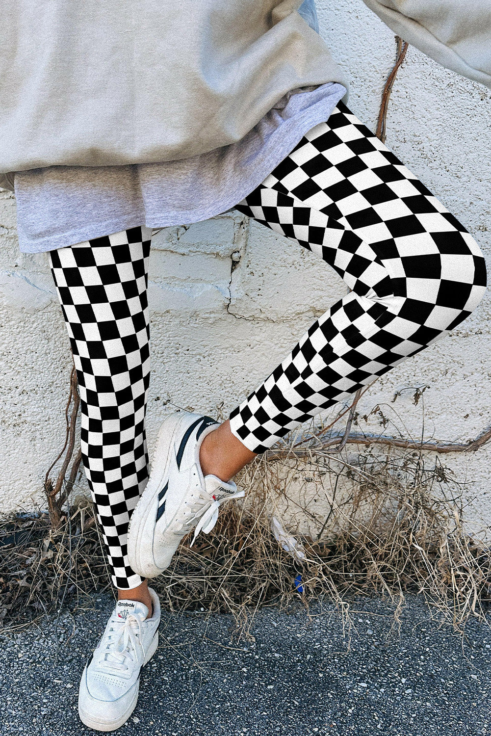 Black Checkered Pattern High Waist Skinny Leggings - Premium Bottoms/Leggings from Momma Done Gone Crafty- Just $11.25! Shop now at Momma Done Gone Crafty