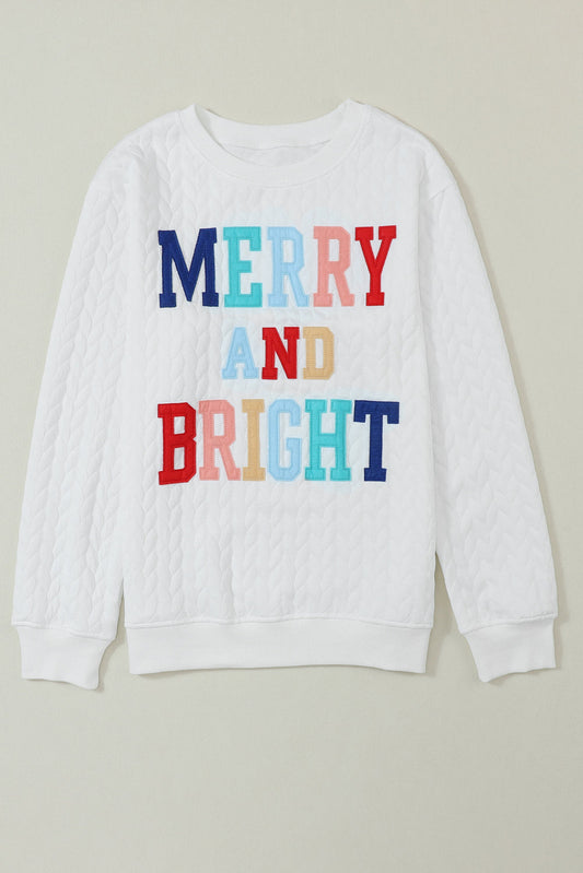 White Merry And Bright Cable Knit Pullover Sweatshirt - Premium Tops from Momma Done Gone Crafty- Just $45.99! Shop now at Momma Done Gone Crafty