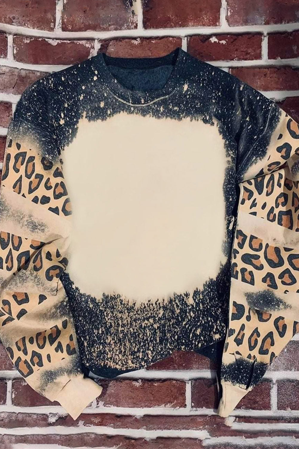 Black Tie Dye Leopard Drop Shoulder Sweatshirt - Premium Tops from Momma Done Gone Crafty- Just $33.60! Shop now at Momma Done Gone Crafty