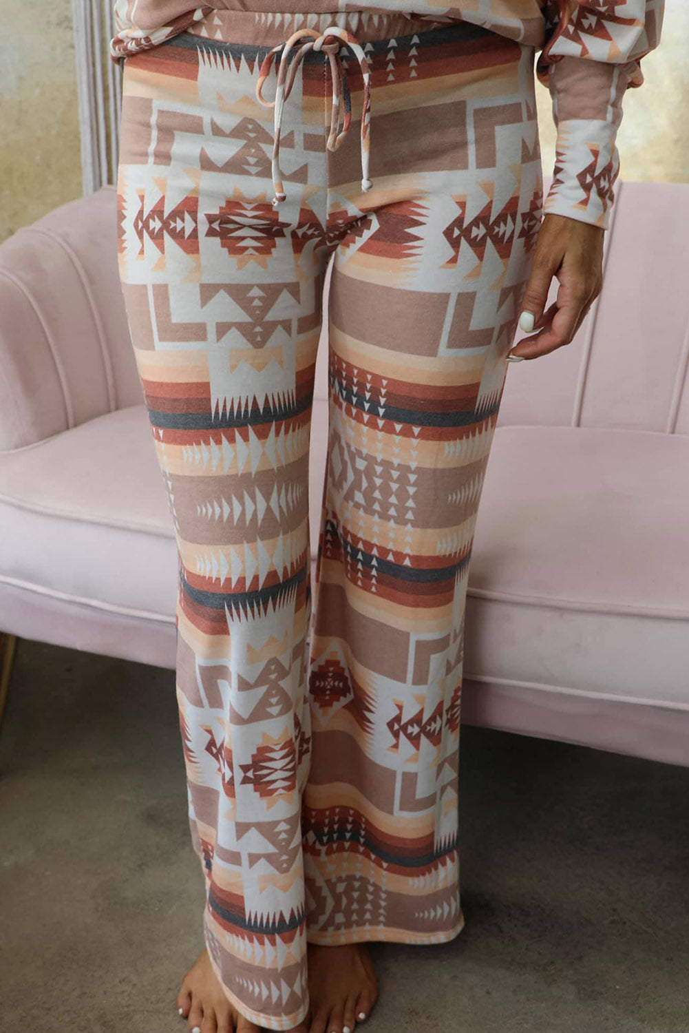 Multicolour Aztec Print Puff Sleeve Pullover and Pants Lounge Outfit - Premium Loungewear from Momma Done Gone Crafty- Just $55.11! Shop now at Momma Done Gone Crafty