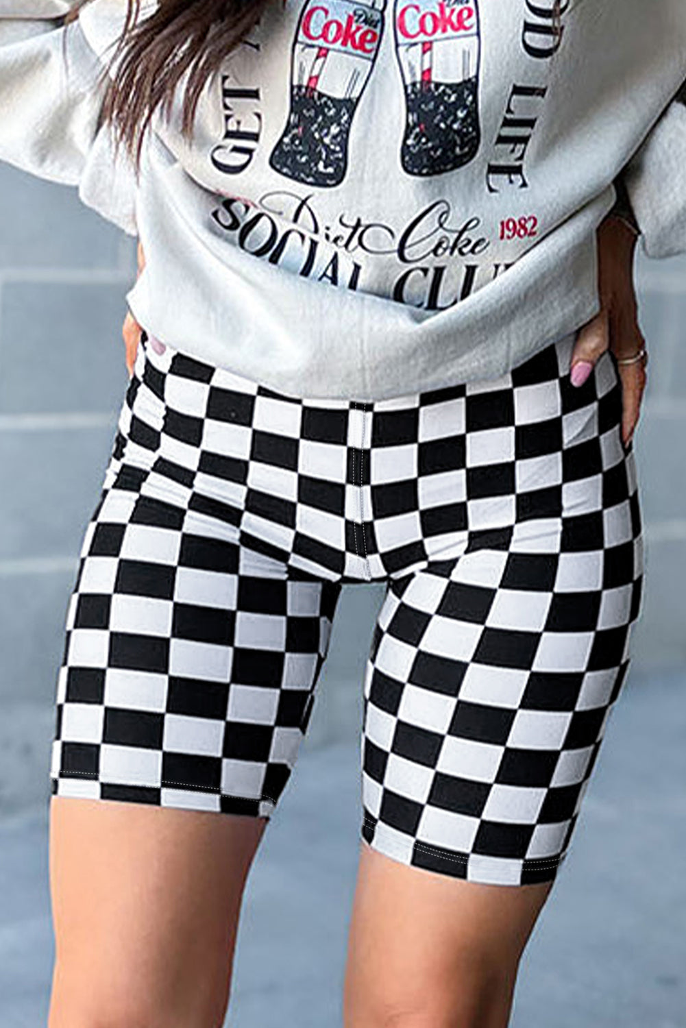 Black Checkerboard Printed High Waist Biker Shorts - Premium Bottoms/Leggings from Momma Done Gone Crafty- Just $10.05! Shop now at Momma Done Gone Crafty