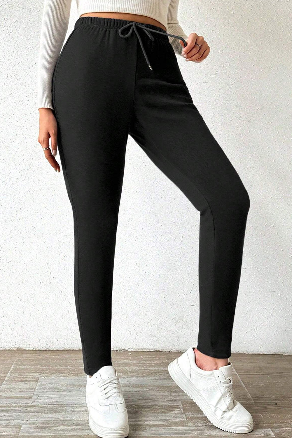 Black Thermal Lined Drawstring High Waist Leggings - Premium Bottoms/Leggings from Momma Done Gone Crafty- Just $19.99! Shop now at Momma Done Gone Crafty