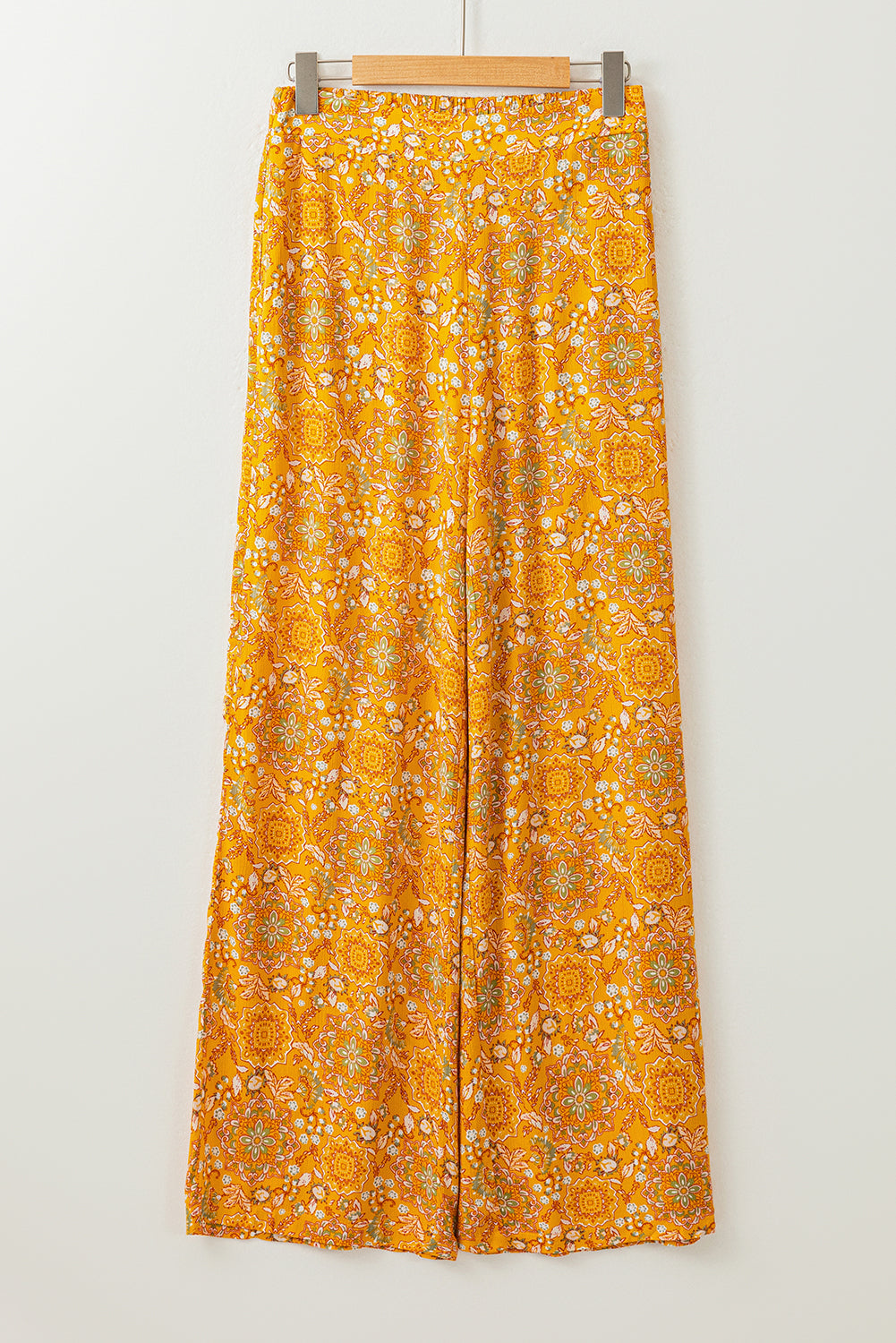 Yellow Bohemian Floral Print Pocketed Wide Leg Pants - Premium Bottoms from Momma Done Gone Crafty- Just $52.86! Shop now at Momma Done Gone Crafty