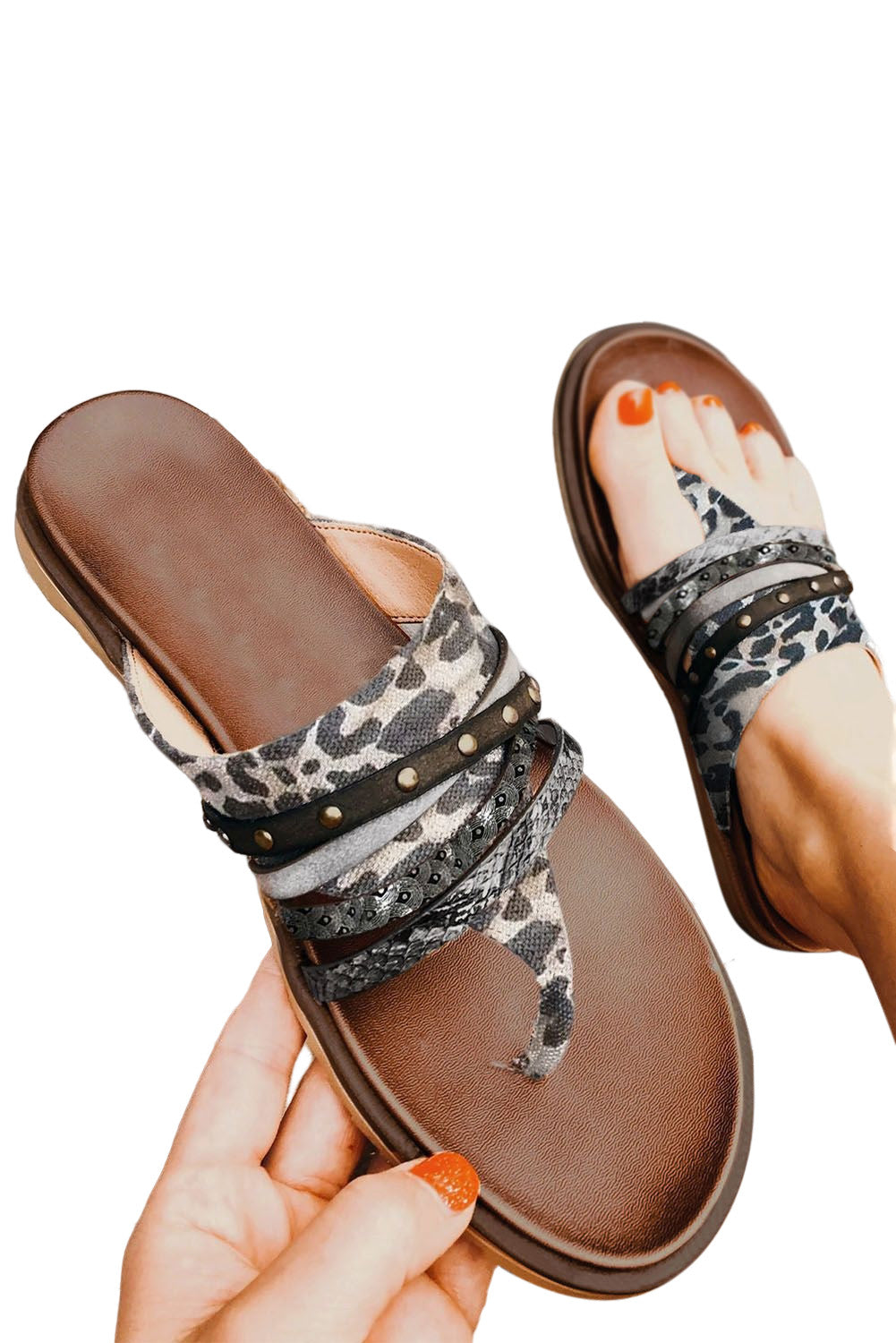 Leopard Studded Animal Print Flip Flop Sandals - Premium Shoes & Bags from Momma Done Gone Crafty- Just $18! Shop now at Momma Done Gone Crafty