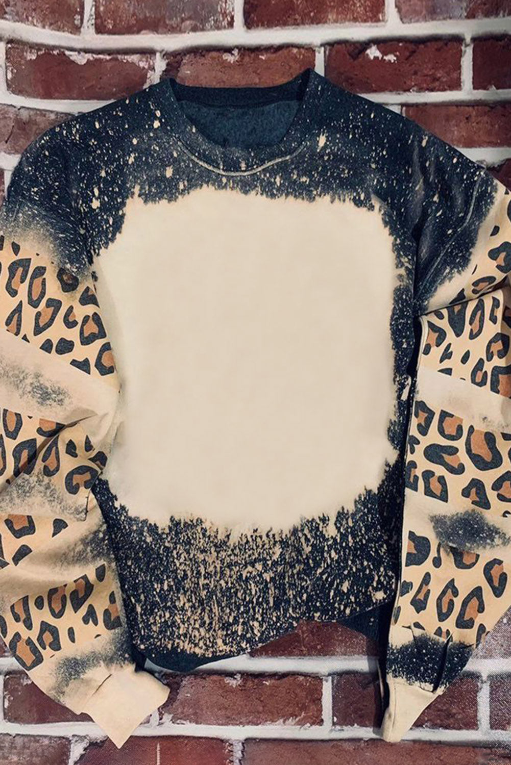 Black Tie Dye Leopard Drop Shoulder Sweatshirt - Premium Tops from Momma Done Gone Crafty- Just $33.60! Shop now at Momma Done Gone Crafty