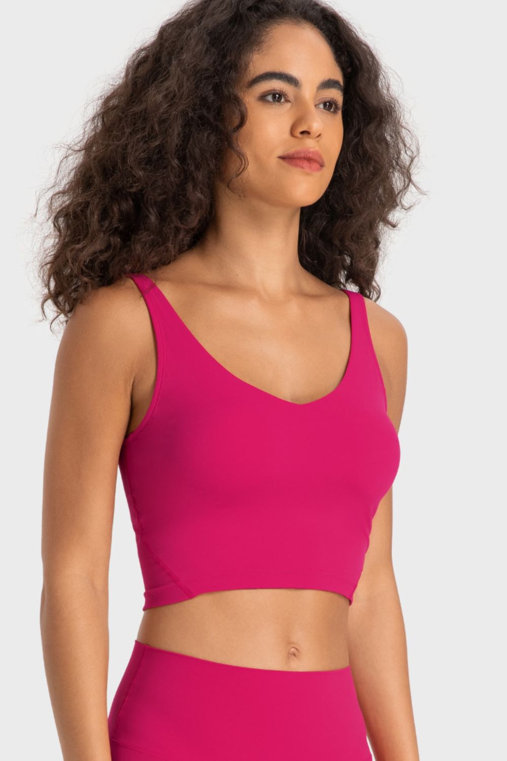 Deep V-Neck Crop Sports Bra - Premium  from Momma Done Gone Crafty- Just $29.99! Shop now at Momma Done Gone Crafty