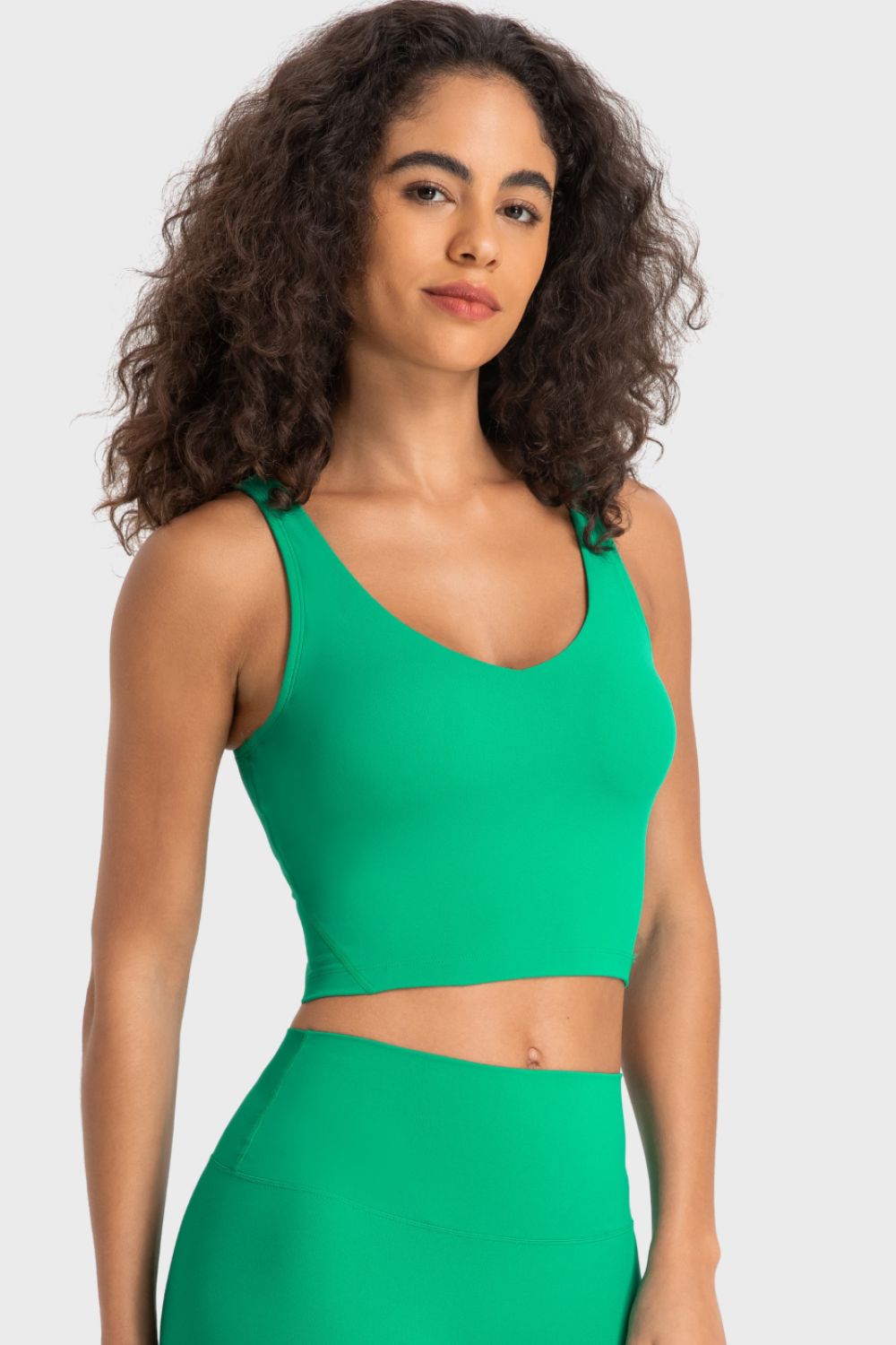 Deep V-Neck Crop Sports Bra - Premium  from Momma Done Gone Crafty- Just $29.99! Shop now at Momma Done Gone Crafty