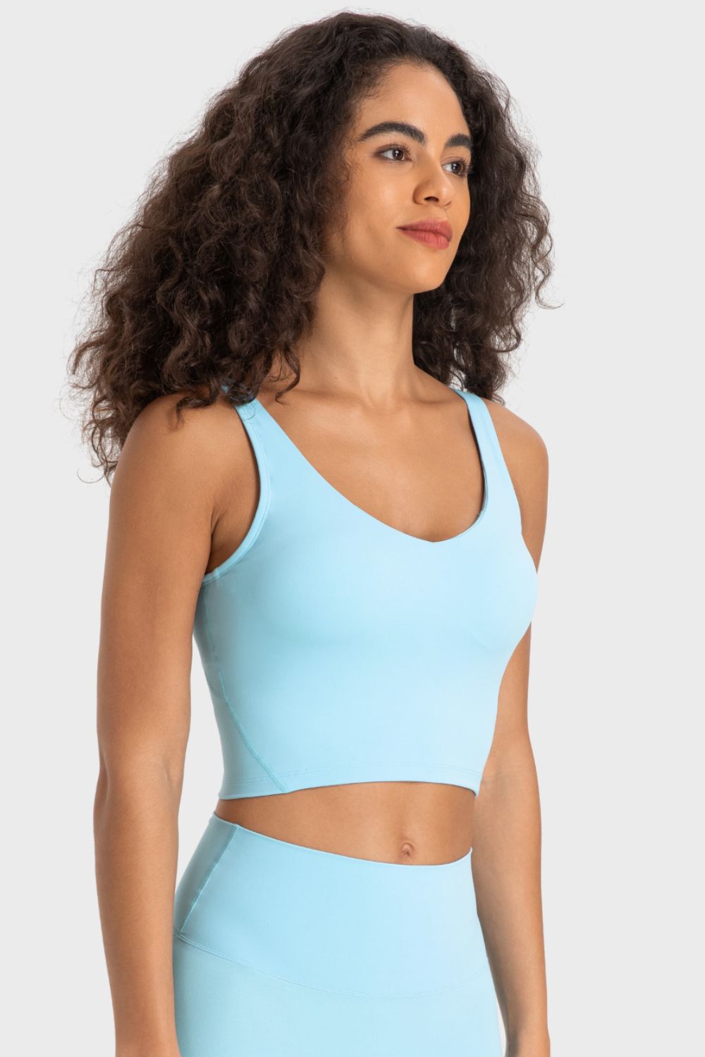 Deep V-Neck Crop Sports Bra - Premium  from Momma Done Gone Crafty- Just $25.99! Shop now at Momma Done Gone Crafty