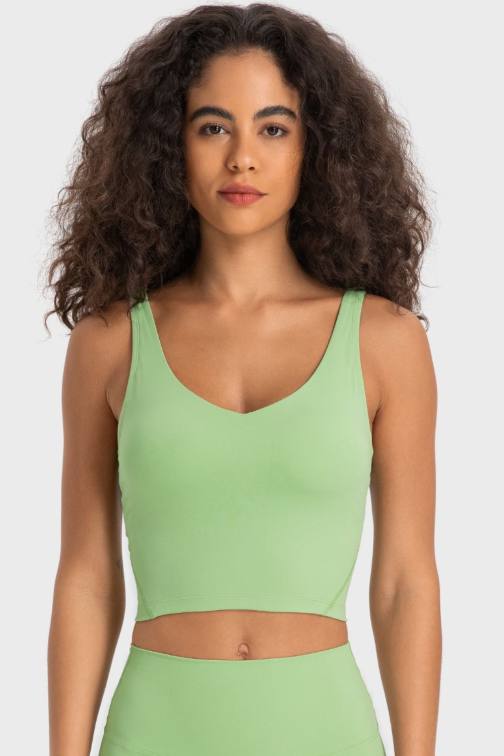 Deep V-Neck Crop Sports Bra - Premium  from Momma Done Gone Crafty- Just $25.99! Shop now at Momma Done Gone Crafty