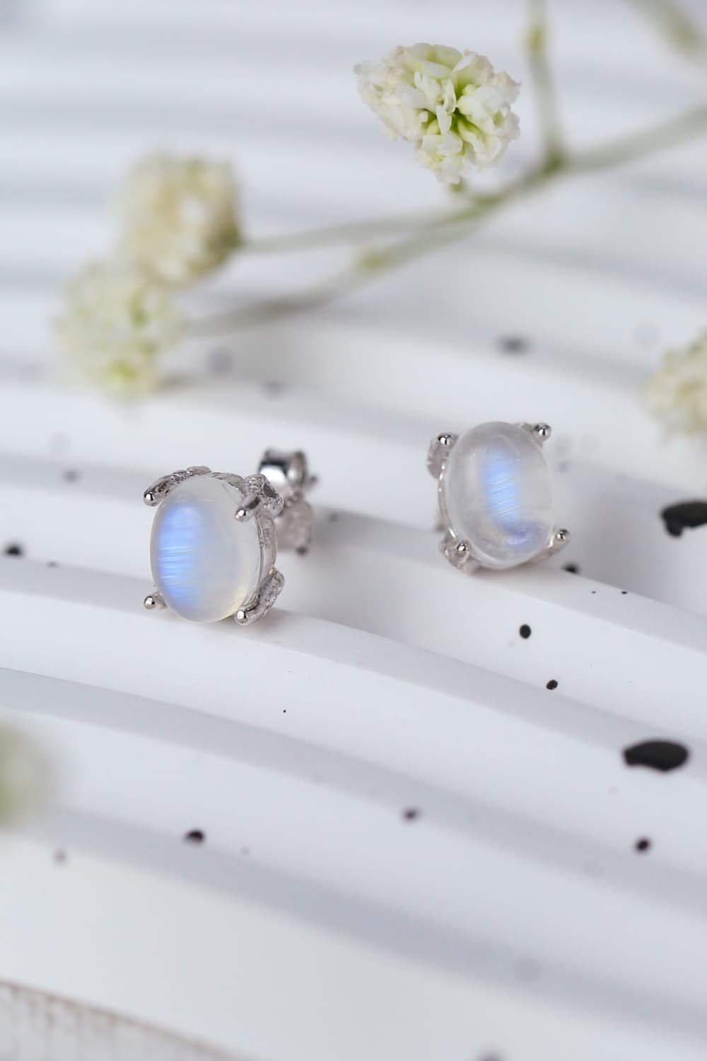 High Quality Natural Moonstone 925 Sterling Silver Stud Earrings - Premium  from Momma Done Gone Crafty- Just $51.99! Shop now at Momma Done Gone Crafty