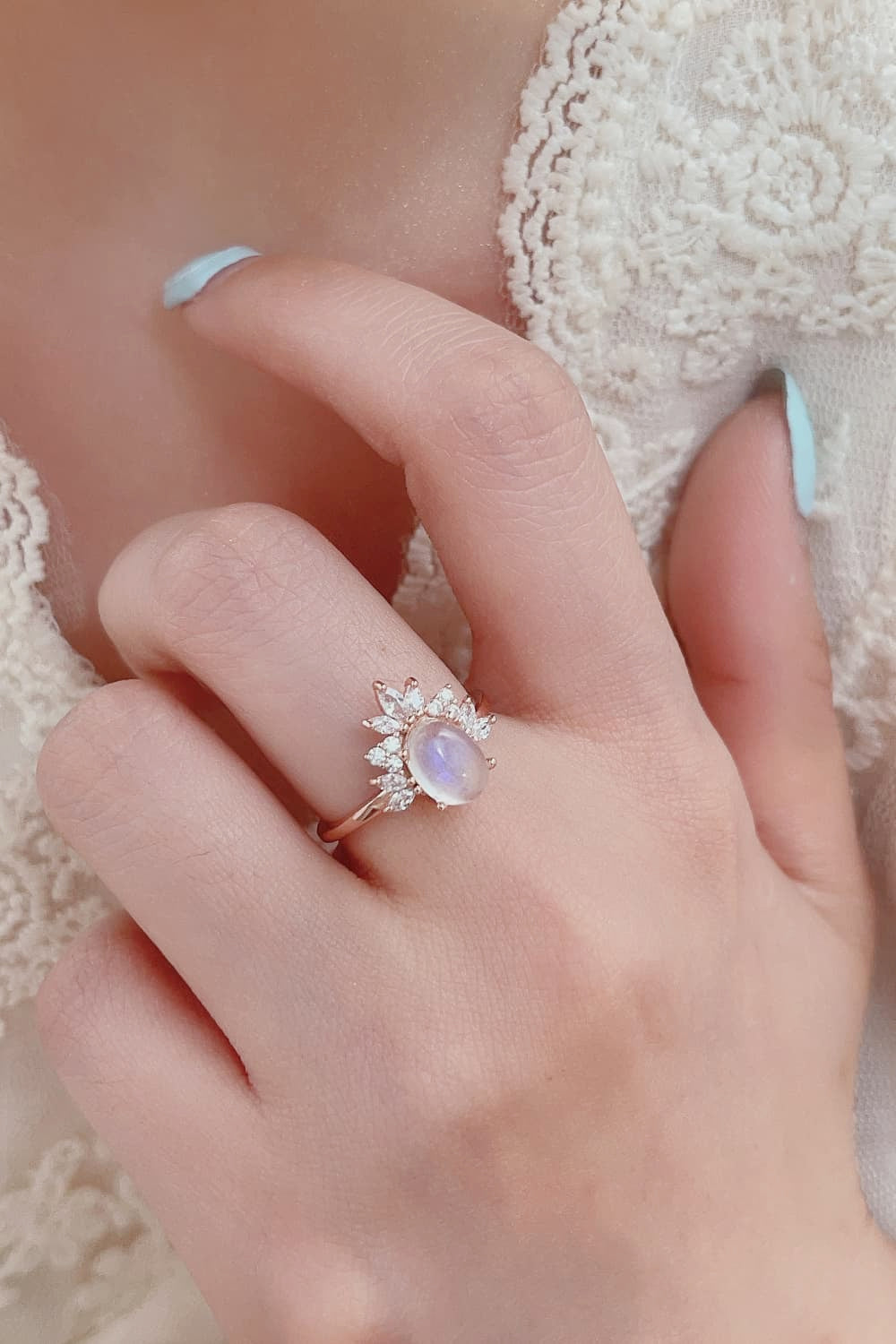 High Quality Natural Moonstone 18K Rose Gold-Plated 925 Sterling Silver Ring - Premium  from Momma Done Gone Crafty- Just $49.99! Shop now at Momma Done Gone Crafty