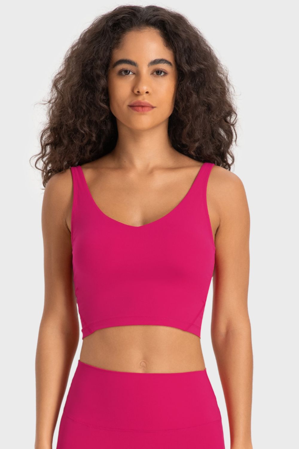 Deep V-Neck Crop Sports Bra - Premium  from Momma Done Gone Crafty- Just $25.99! Shop now at Momma Done Gone Crafty