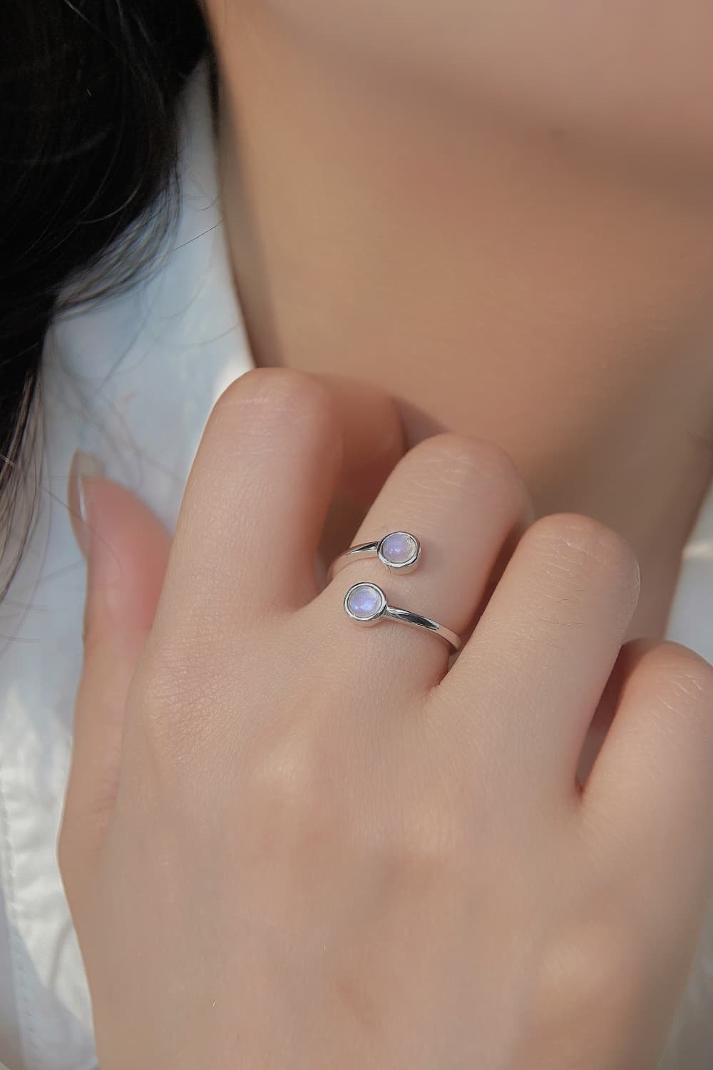 High Quality Natural Moonstone 925 Sterling Silver Toi Et Moi Ring - Premium  from Momma Done Gone Crafty- Just $45.99! Shop now at Momma Done Gone Crafty