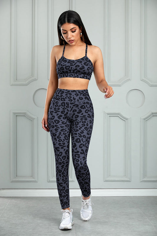 Leopard Cutout Sports Bra and Leggings Set - Premium  from Momma Done Gone Crafty- Just $59.99! Shop now at Momma Done Gone Crafty