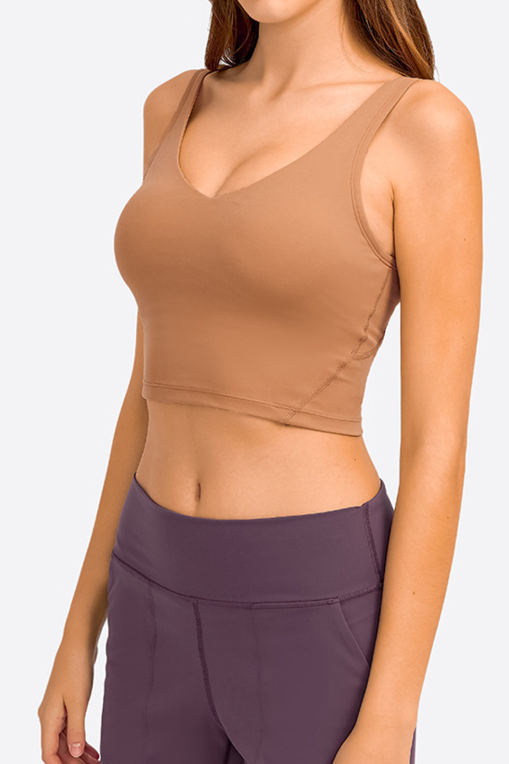 Deep V-Neck Crop Sports Bra - Premium  from Momma Done Gone Crafty- Just $29.99! Shop now at Momma Done Gone Crafty