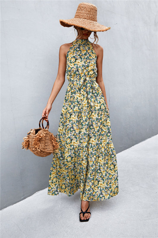 Printed Sleeveless Tie Waist Maxi Dress - Premium  from Momma Done Gone Crafty- Just $45.99! Shop now at Momma Done Gone Crafty