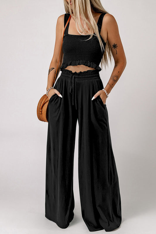 Square Neck Cropped Tank Top and Long Pants Set - Premium  from Momma Done Gone Crafty- Just $48.00! Shop now at Momma Done Gone Crafty