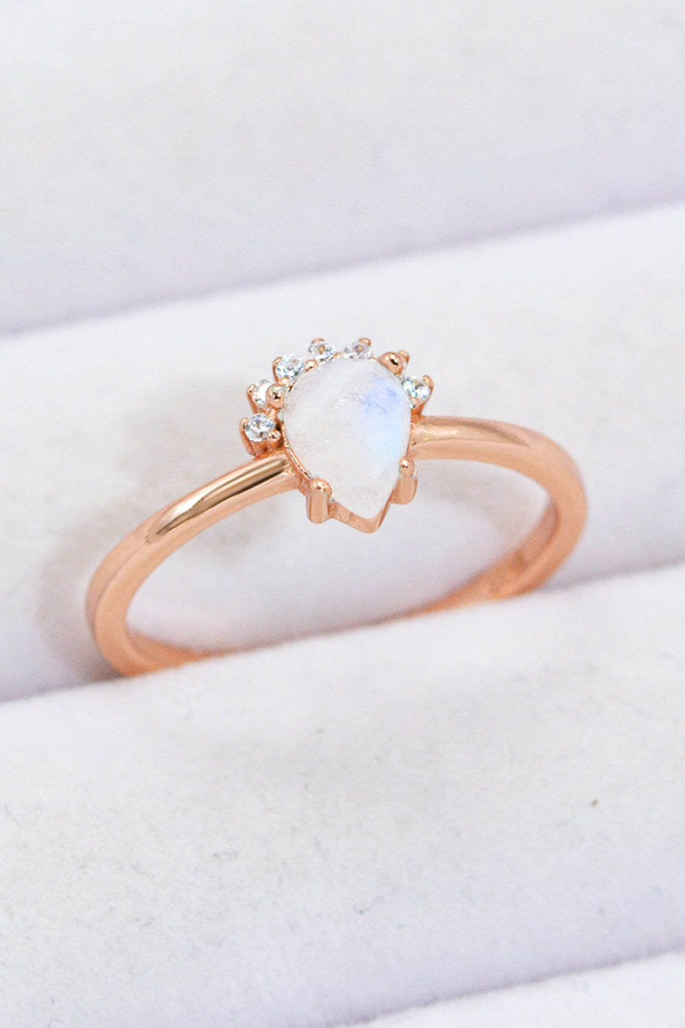 18K Rose Gold-Plated Pear Shape Natural Moonstone Ring - Premium  from Momma Done Gone Crafty- Just $41.99! Shop now at Momma Done Gone Crafty