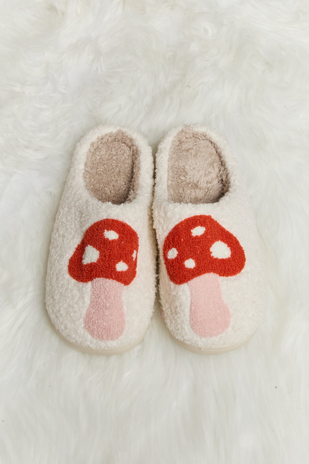 Melody Mushroom Print Plush Slide Slippers - Premium  from Momma Done Gone Crafty- Just $26.99! Shop now at Momma Done Gone Crafty