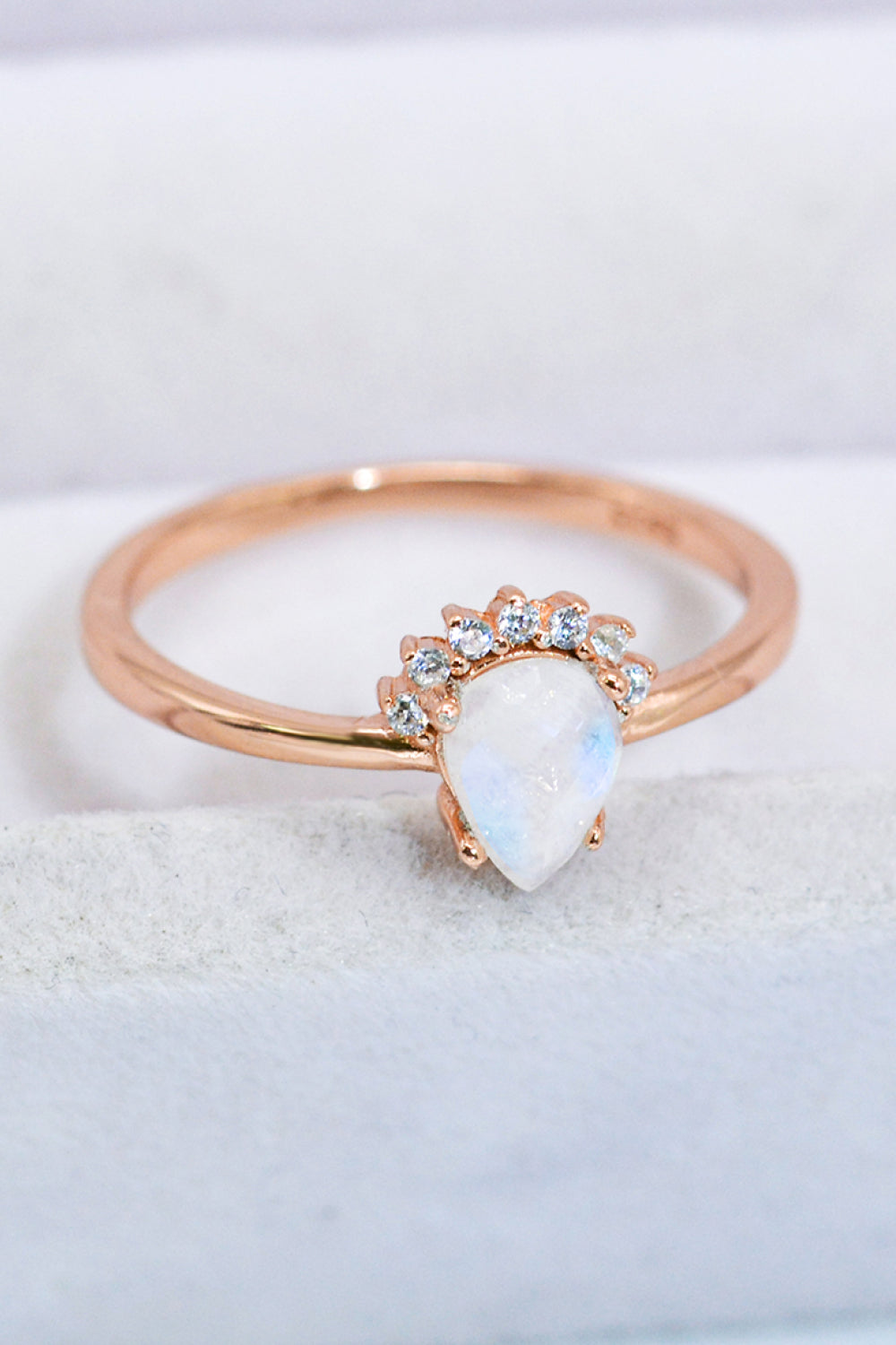 18K Rose Gold-Plated Pear Shape Natural Moonstone Ring - Premium  from Momma Done Gone Crafty- Just $41.99! Shop now at Momma Done Gone Crafty