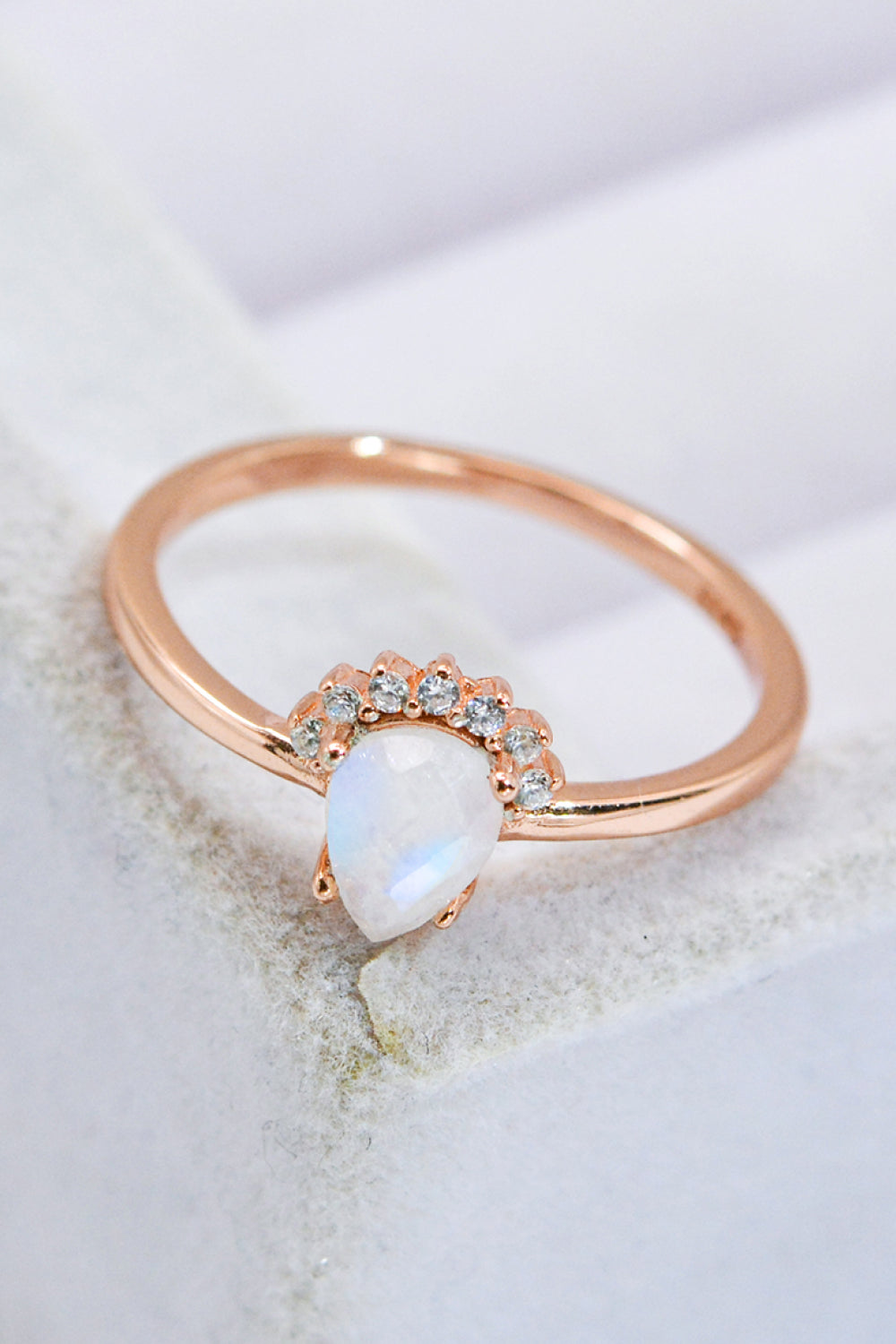 18K Rose Gold-Plated Pear Shape Natural Moonstone Ring - Premium  from Momma Done Gone Crafty- Just $41.99! Shop now at Momma Done Gone Crafty