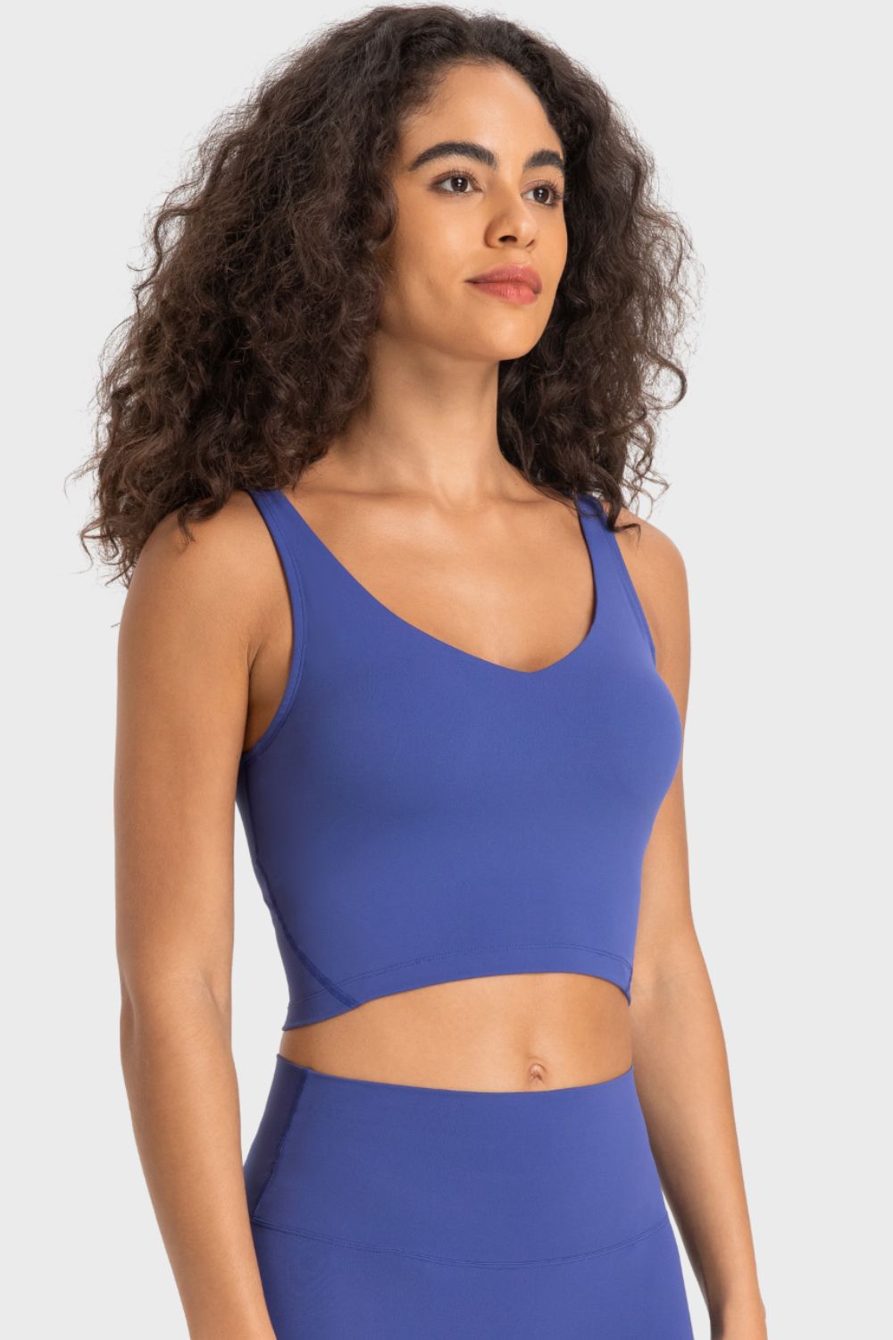 Deep V-Neck Crop Sports Bra - Premium  from Momma Done Gone Crafty- Just $25.99! Shop now at Momma Done Gone Crafty