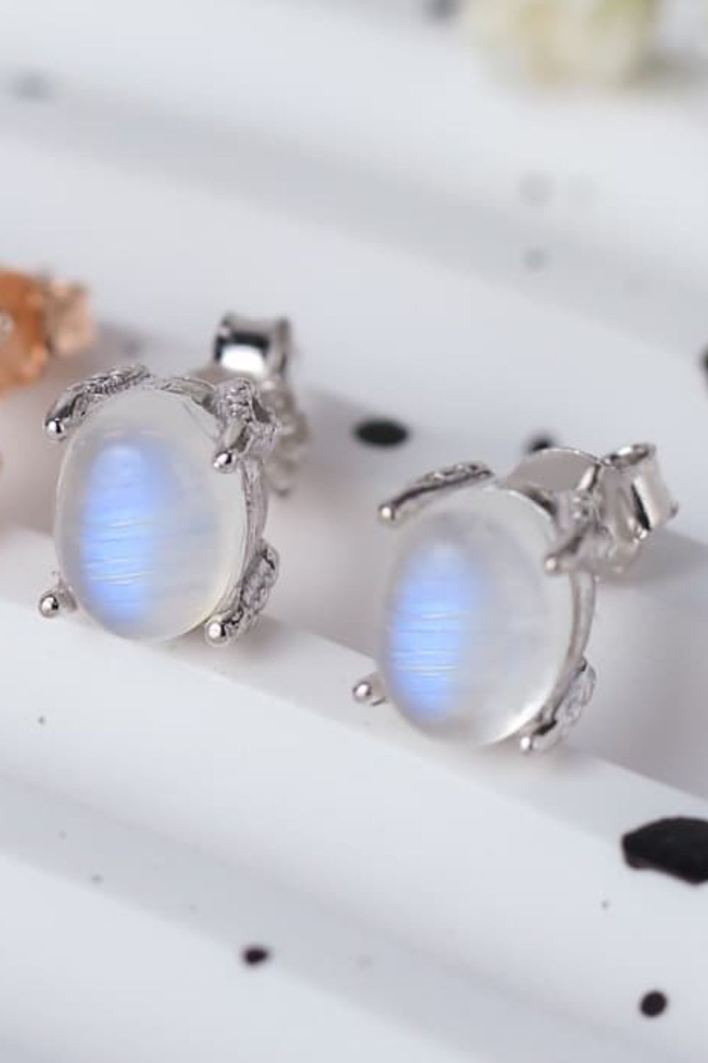 High Quality Natural Moonstone 925 Sterling Silver Stud Earrings - Premium  from Momma Done Gone Crafty- Just $51.99! Shop now at Momma Done Gone Crafty