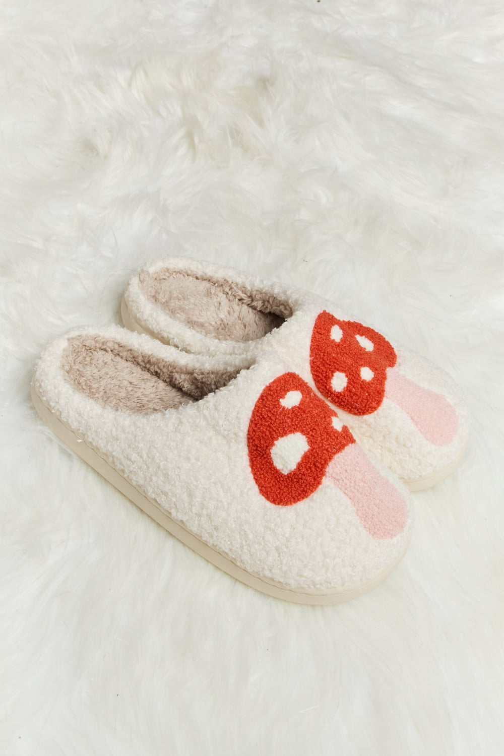 Melody Mushroom Print Plush Slide Slippers - Premium  from Momma Done Gone Crafty- Just $26.99! Shop now at Momma Done Gone Crafty