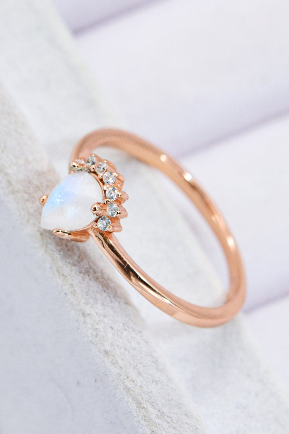 18K Rose Gold-Plated Pear Shape Natural Moonstone Ring - Premium  from Momma Done Gone Crafty- Just $41.99! Shop now at Momma Done Gone Crafty