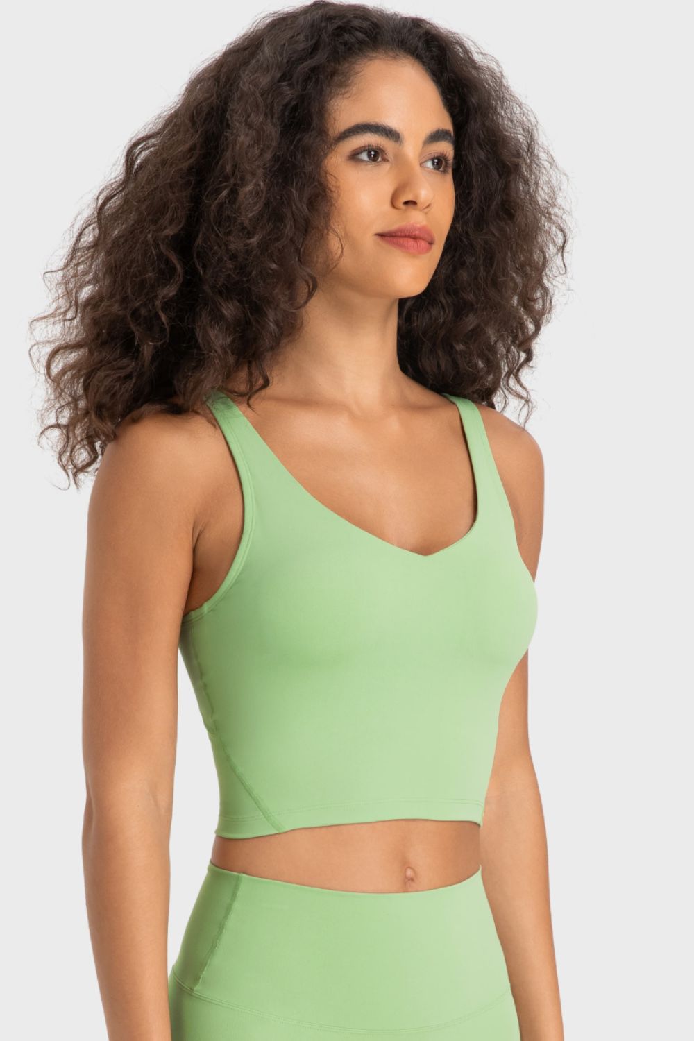 Deep V-Neck Crop Sports Bra - Premium  from Momma Done Gone Crafty- Just $29.99! Shop now at Momma Done Gone Crafty