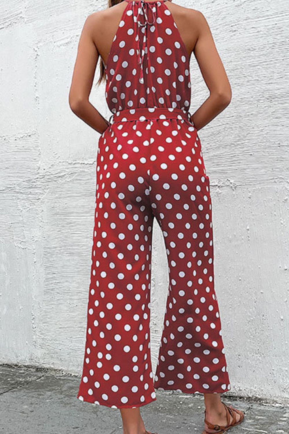 Polka Dot Grecian Wide Leg Jumpsuit - Premium  from Momma Done Gone Crafty- Just $43.99! Shop now at Momma Done Gone Crafty