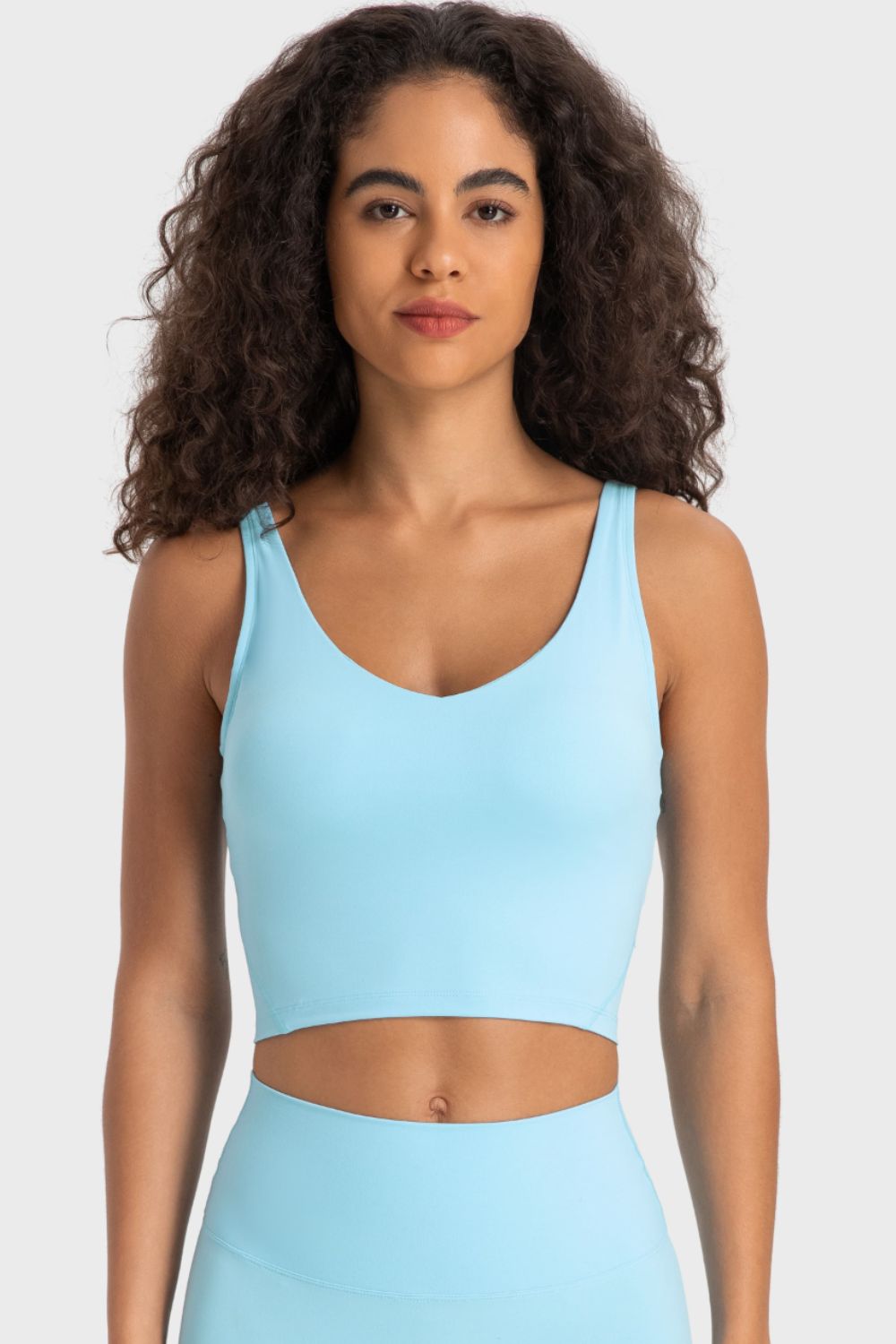 Deep V-Neck Crop Sports Bra - Premium  from Momma Done Gone Crafty- Just $29.99! Shop now at Momma Done Gone Crafty